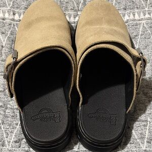 Ladies Dr Martens Tan Suede Slip-On Shoes